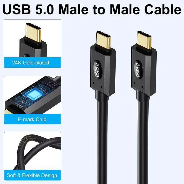 Alt view image 5 of 7 - Vszerda Thunderbolt 5 Cable 2FT, 80Gbps USB C to USB C Cable Short, Up to 120Gbps Bandwith, 240W Power, Dual 8K Display, Type-C Fast Charging Cable for Thunderbolt 5/4, USB4, MacBook, SSD