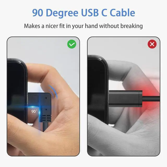 Alt view image 4 of 7 - Vszerda USB C Extension Cable 30CM, USB C Right Angle Extension Cable Short, PD 3.1 90 Degree Type C Extender Cord with 3A Fast Charing for Laptop PC Mobile Phone