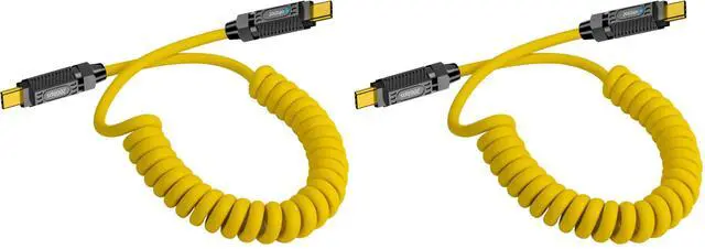 Main image of Vszerda Coiled USB C to USB C Cable 140W, 20Gbps Spring Coiled USB Type C Charger Cable, 8K@60Hz Video Transfer Type C Fast Charging Cord for iPhone,MacBook,Max Stretched 5ft (Pack of 2)