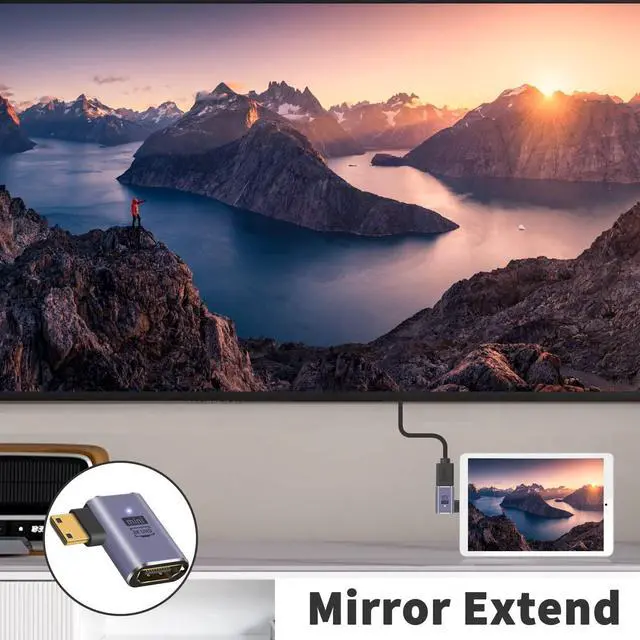 Alt view image 5 of 7 - Vszerda Mini HDMI to HDMI Adapter 8K, 90 Degree Left and Right Angle Mini-HDMI 2.1 Adapter Converter with 48Gbps & 8K@60hz Comaptible with Camera, Projector, Raspberry Pi, 2-Style