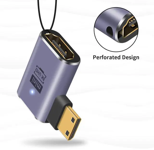 Alt view image 6 of 7 - Vszerda Mini HDMI to HDMI Adapter 8K, 90 Degree Left and Right Angle Mini-HDMI 2.1 Adapter Converter with 48Gbps & 8K@60hz Comaptible with Camera, Projector, Raspberry Pi, 2-Style