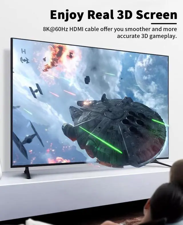 Alt view image 4 of 6 - Vszerda 8K HDMI 180 Degree Adapter, 8K@60Hz, 48Gbps, U Shaped Down Angle HDMI 2.1 Male to Female Extender Adapter with LED Light for HDTV, PS5, Laptop, Monitor, 2Pack