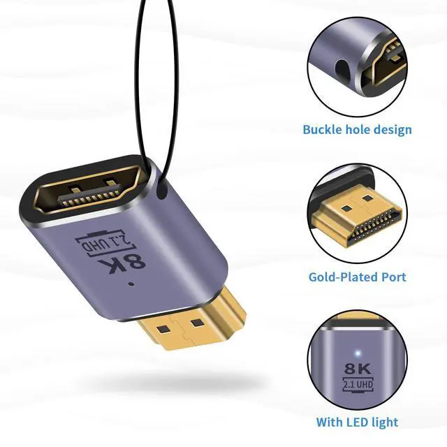Alt view image 6 of 7 - Vszerda HDMI Extension Adapter 8K, UHD 48Gbps HDMI 2.1 Male to Female Adapter Connector Supports 8K@60Hz, 4K@120Hz, 3D HDR for Laptop,DVD,TV, Monitors,TV, PS5, 2-Pack