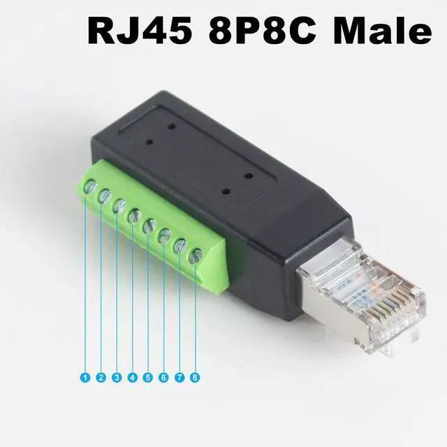 Alt view image 4 of 7 - Vszerda RJ45 Screw Terminal Breakout Board Adapter, 90 Degree RJ45 Screw Terminal Connector, Network Ethernet Adapter 8P8C Male to 8 Pin AV Extender for CCTV, Cat5, Cat6 (2-Pack)