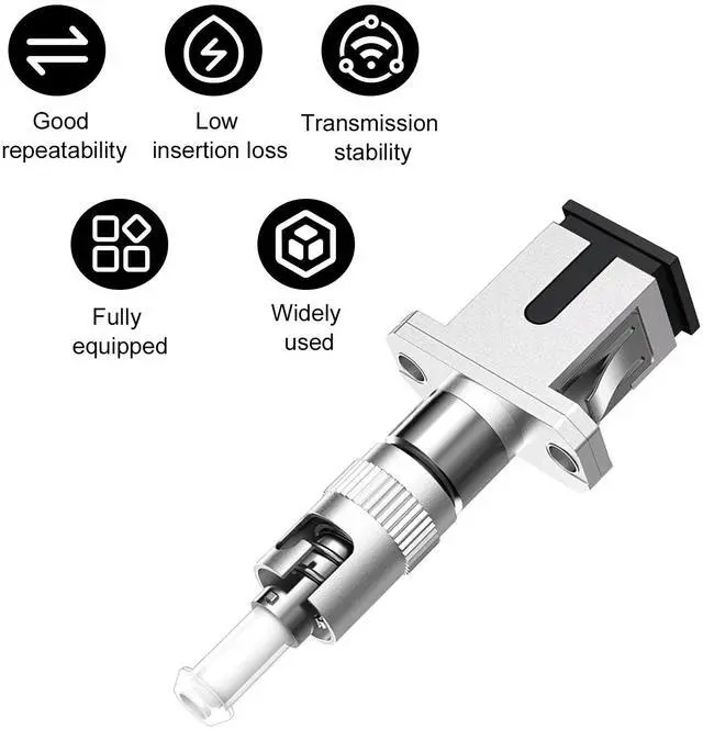 Alt view image 6 of 7 - Vszerda 2-Pack ST to SC Adapter, Single Mode 9/125um SC/UPC Female to ST/UPC Male Fiber Adapter, Simplex Hybrid Optical Fiber Convertor Coupler for Optical Power Meter