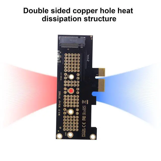 Alt view image 4 of 7 - Vszerda M.2 NVMe SSD to PCI-E 4.0 X1 Adapter, PCI-E M.2 NVMe Expansion Card, M.2 NVMe to PCIe X1 Circuit Boards, Desktop SSD Expansion Card Support 2230/2242/2260/2280