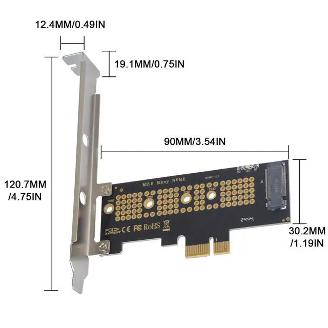 Alt view image 7 of 7 - Vszerda M.2 NVMe SSD to PCI-E 4.0 X1 Adapter, PCI-E M.2 NVMe Expansion Card, M.2 NVMe to PCIe X1 Circuit Boards, Desktop SSD Expansion Card Support 2230/2242/2260/2280