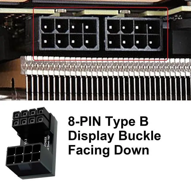 Alt view image 6 of 7 - Vszerda ATX 8 PIN GPU Power Adapter, U-Type 180 Degree ATX Power Supply 8 PIN GPU Power Adapter Connector for Desktop Graphics Card (Up Down Ange), 2-Style