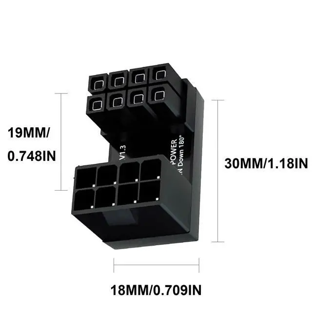 Alt view image 7 of 7 - Vszerda ATX 8 PIN GPU Power Adapter, U-Type 180 Degree ATX Power Supply 8 PIN GPU Power Adapter Connector for Desktop Graphics Card (Up Down Ange), 2-Style