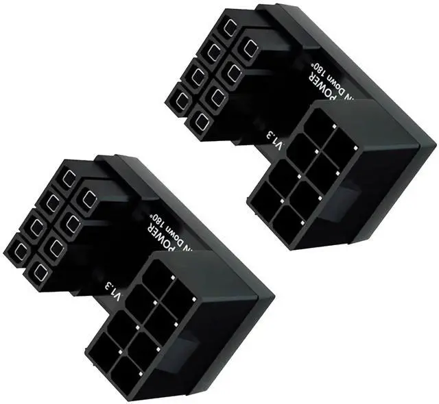 Main image of Vszerda U Type 180 Degree ATX 8Pin Male to Female GPU Graphics Card Power Header Connector Adapter for Desktops Graphics Card (Up Angle), 2pcs