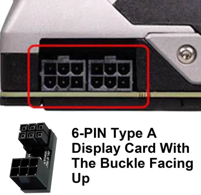 Alt view image 5 of 7 - Vszerda 2-Pack ATX 6 Pin Male to Female 180 Degree U Type GPU Graphics Card Power Connector Extender Adapter for Desktop GPU Graphics Card Power Header Cable (Up Angle)