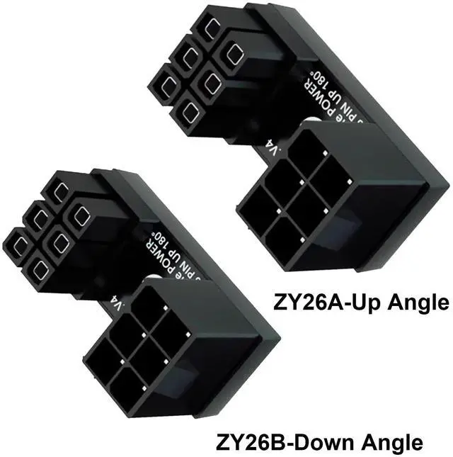 Alt view image 2 of 7 - Vszerda ATX 6 Pin Male to Female 180 Degree Connector, Up Down Angled U Type ATX 6 Pin GPU Power Header Adapter for Desktop Graphics Card