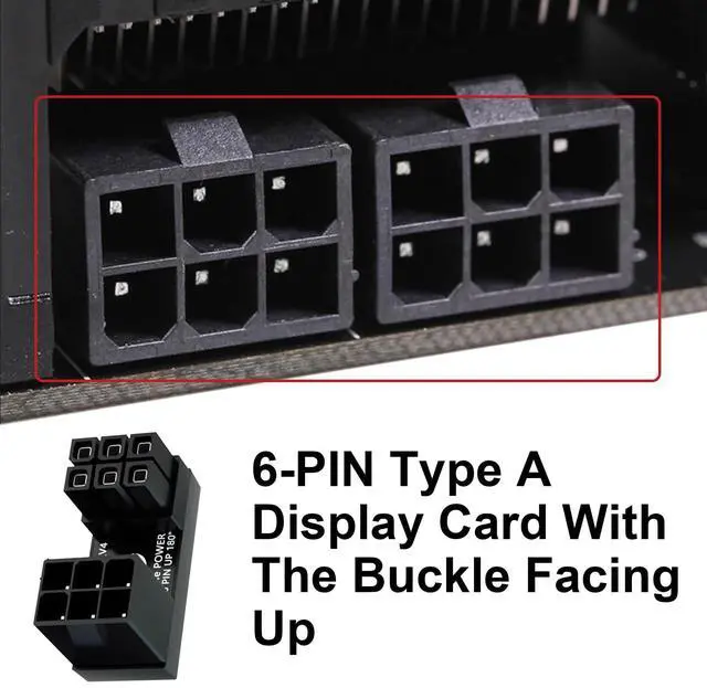 Alt view image 5 of 7 - Vszerda ATX 6 Pin Male to Female 180 Degree Connector, Up Down Angled U Type ATX 6 Pin GPU Power Header Adapter for Desktop Graphics Card
