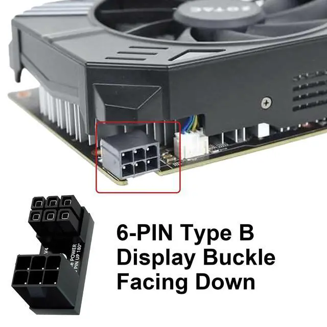 Alt view image 6 of 7 - Vszerda ATX 6 Pin Male to Female 180 Degree Connector, Up Down Angled U Type ATX 6 Pin GPU Power Header Adapter for Desktop Graphics Card