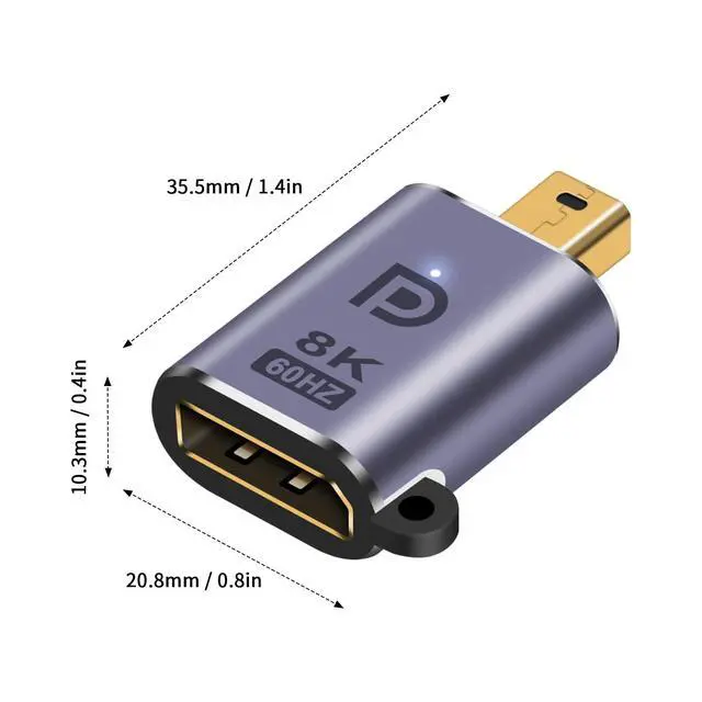 Alt view image 7 of 7 - Vszerda 8K Mini Displayport to Displayport Adapter, Mini DP to DP Adapter 8K@60hz Resolution 1.4 Version Male to Female Extension Connector for MacBook, Surface Pro, 2Pack