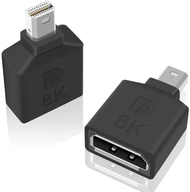 Main image of Vszerda Mini Displayport to Displayport Adapter, 8k Mini DP to DP Adapter Bi-Directional Mini Displayport Male to Displayport Female Extention Adapter for Laptop PC TV Gaming Monitor, 2pack