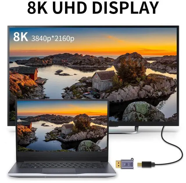 Alt view image 2 of 7 - Vszerda Displayport to Mini Displayport Adapter - 8K, DP 1.4V to Mini DP, Compatible with PC, Surface Pro, Monitor - 1pcs