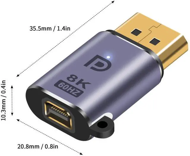 Alt view image 7 of 7 - Vszerda Displayport to Mini Displayport Adapter - 8K, DP 1.4V to Mini DP, Compatible with PC, Surface Pro, Monitor - 1pcs