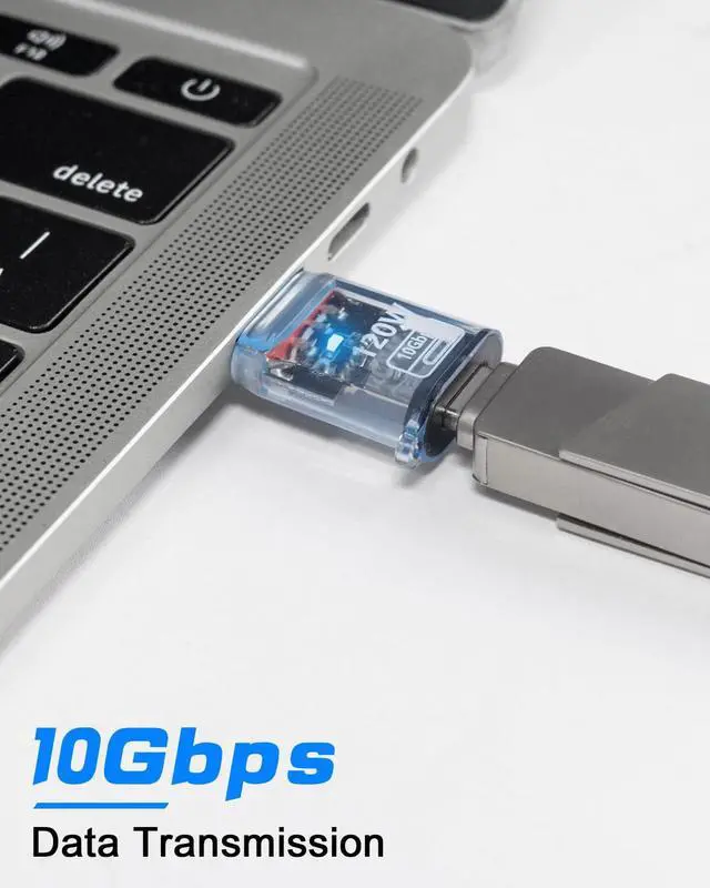 Alt view image 2 of 7 - Vszerda 10Gbps USB C Female to USB A Male Adapter 120W, USB 3.2 Type C to Type A Charger OTG Converter Transparent Compatible for iPhone 11 12 13 14 15 Pro Max, Galaxy S20 S22 S23, Earphone, Blue