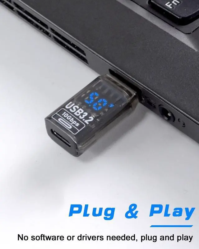 Alt view image 6 of 7 - Vszerda 10Gbps USB C Female to USB Male Adapter with Digital Display, USB 3.2 Converter Type A to Type C Charging Connector for iPhone, Galaxy, MacBook, 2pcs (Transparent)