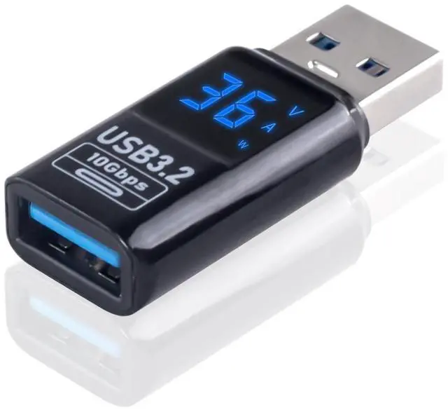 Main image of Vszerda USB Extension Adapter with LED Digital Display, USB Male to Female Cable Adapter 10Gbps 3.2 Type A Extender for Smart Digital Tester Compatible with Laptop, Keyboard,Flash Driver, 1Pack