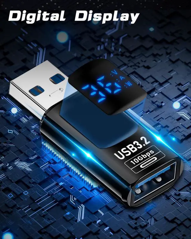 Alt view image 5 of 7 - Vszerda USB Extension Adapter with LED Digital Display, USB Male to Female Cable Adapter 10Gbps 3.2 Type A Extender for Smart Digital Tester Compatible with Laptop, Keyboard,Flash Driver, 1Pack