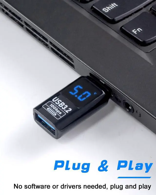 Alt view image 6 of 7 - Vszerda USB Extension Adapter with LED Digital Display, USB Male to Female Cable Adapter 10Gbps 3.2 Type A Extender for Smart Digital Tester Compatible with Laptop, Keyboard,Flash Driver, 1Pack