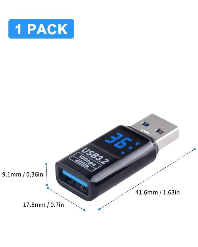 Alt view image 7 of 7 - Vszerda USB Extension Adapter with LED Digital Display, USB Male to Female Cable Adapter 10Gbps 3.2 Type A Extender for Smart Digital Tester Compatible with Laptop, Keyboard,Flash Driver, 1Pack