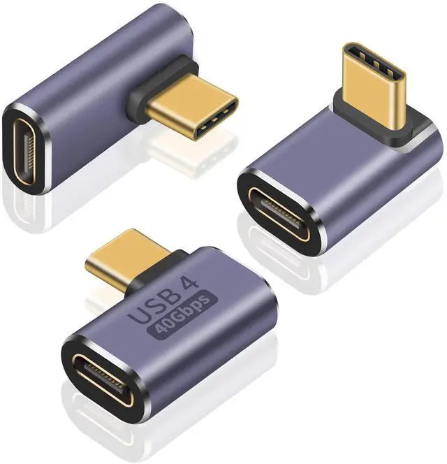 Main image of Vszerda USB C 90 Degree Adapter 3 Style,100W Charging, 40Gbps Data, 8K@60Hz Video, USB C Right Angle Adapter Thunderbolt 4 Type C Extender for Laptop, Switch, Steam Deck, MacBook, Mobile Phone