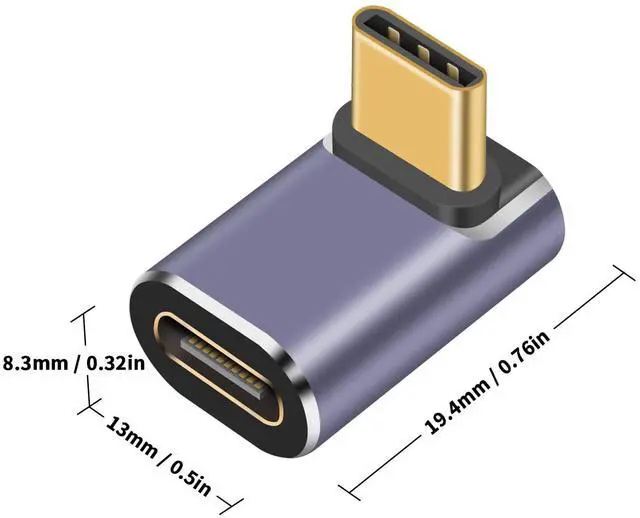 Alt view image 6 of 7 - Vszerda USB C 90 Degree Adapter 3 Style,100W Charging, 40Gbps Data, 8K@60Hz Video, USB C Right Angle Adapter Thunderbolt 4 Type C Extender for Laptop, Switch, Steam Deck, MacBook, Mobile Phone