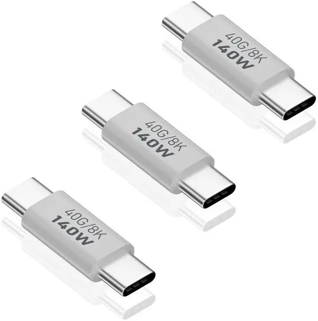 Main image of Vszerda 140W USB C Male to Male Adapter 3Pack, 40Gbps 8K USB C Adapter, USB 3.1 Transmission Type C to Type C Male to Male Data and Charging Connector Compatible with iPad, MacBook Pro, Phones