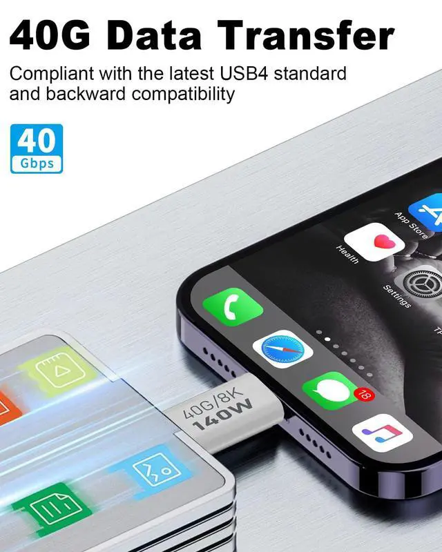 Alt view image 2 of 7 - Vszerda 140W USB C Male to Male Adapter 3Pack, 40Gbps 8K USB C Adapter, USB 3.1 Transmission Type C to Type C Male to Male Data and Charging Connector Compatible with iPad, MacBook Pro, Phones