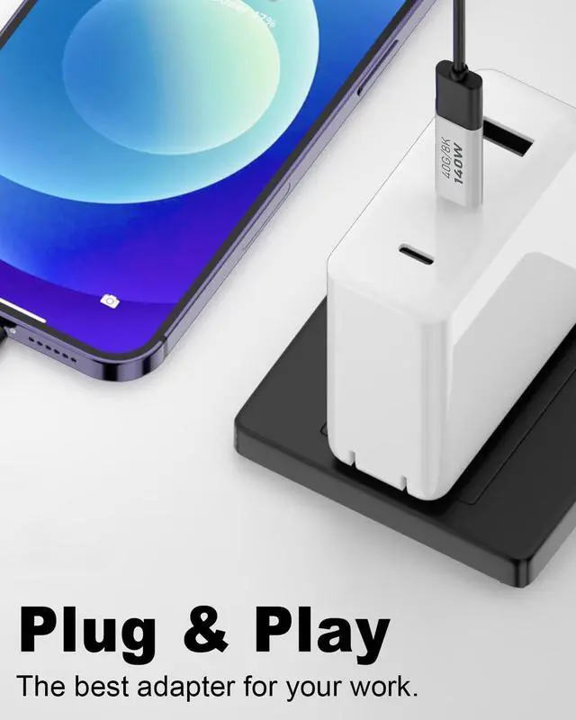 Alt view image 4 of 7 - Vszerda 140W USB C Male to Male Adapter 3Pack, 40Gbps 8K USB C Adapter, USB 3.1 Transmission Type C to Type C Male to Male Data and Charging Connector Compatible with iPad, MacBook Pro, Phones