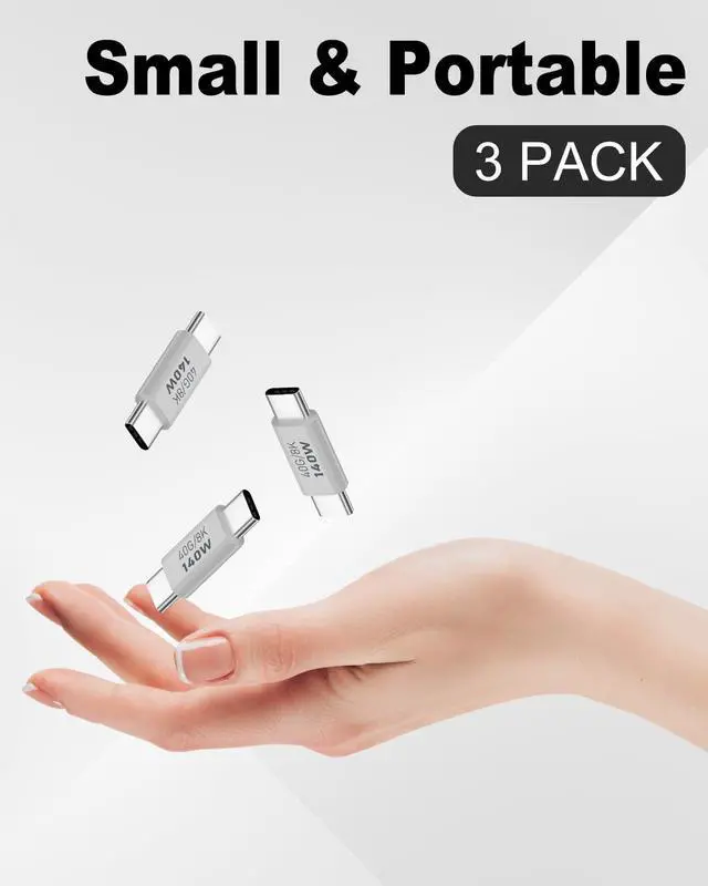 Alt view image 5 of 7 - Vszerda 140W USB C Male to Male Adapter 3Pack, 40Gbps 8K USB C Adapter, USB 3.1 Transmission Type C to Type C Male to Male Data and Charging Connector Compatible with iPad, MacBook Pro, Phones