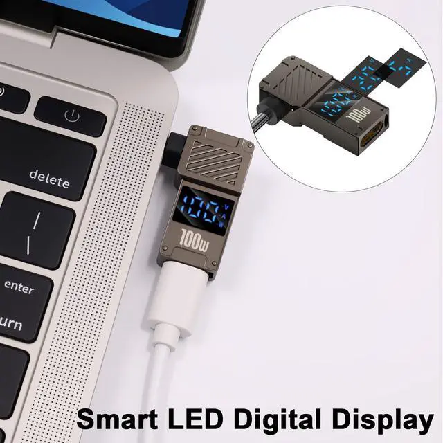 Alt view image 2 of 7 - Vszerda DC 4.0x1.35mm Power Plug, 1-Pack USB C Female to DC 4.0x1.35mm Adapter, 100W PD, 20V 5A, LED Digital Dispaly USB Type C to Laptop Charger Converter