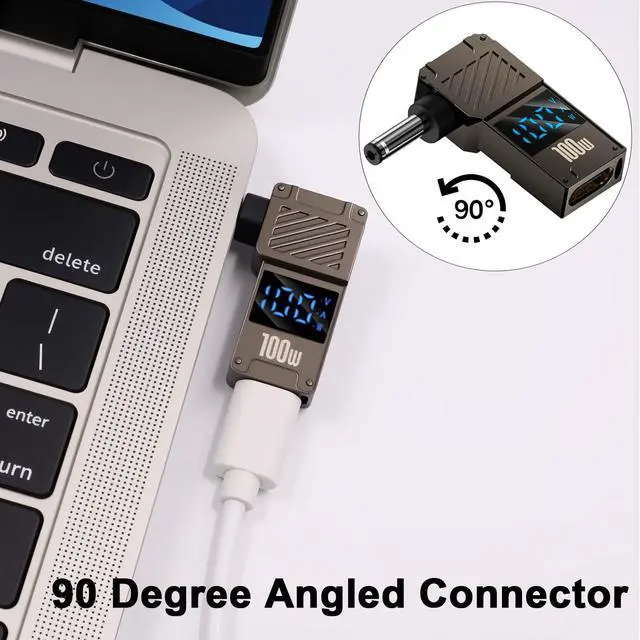 Alt view image 5 of 7 - Vszerda DC 4.0x1.35mm Power Plug, 1-Pack USB C Female to DC 4.0x1.35mm Adapter, 100W PD, 20V 5A, LED Digital Dispaly USB Type C to Laptop Charger Converter