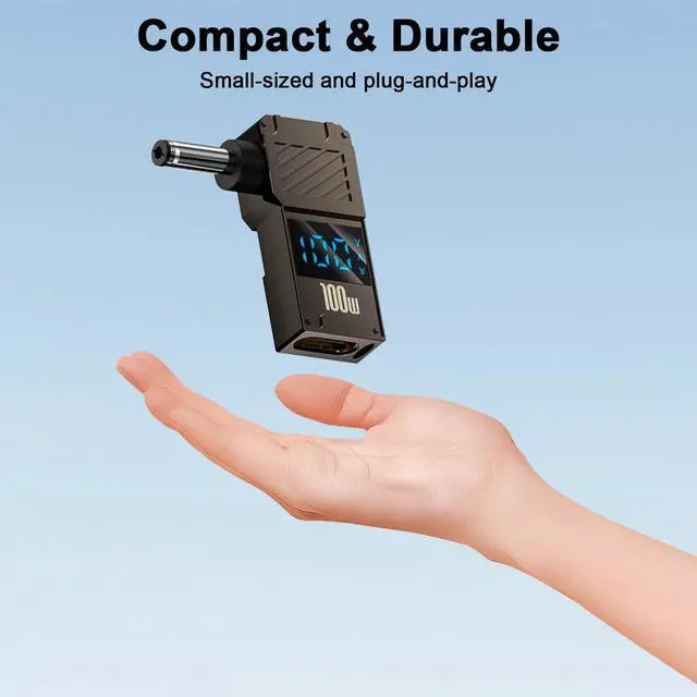 Alt view image 6 of 7 - Vszerda DC 4.0x1.35mm Power Plug, 1-Pack USB C Female to DC 4.0x1.35mm Adapter, 100W PD, 20V 5A, LED Digital Dispaly USB Type C to Laptop Charger Converter