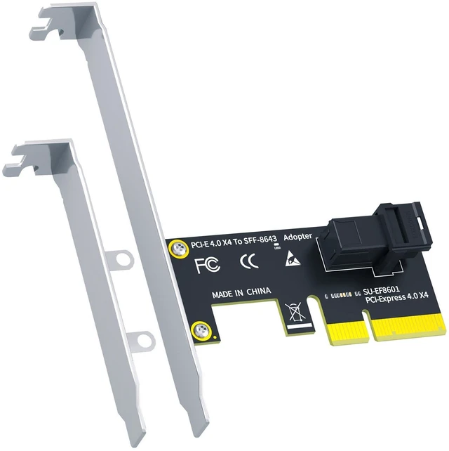 Main image of Vszerda SF01 SFF-8643(Mini-SAS HD) to PCIE 4.0 X4 Adapter Card, Regular and Low-profible Bracket