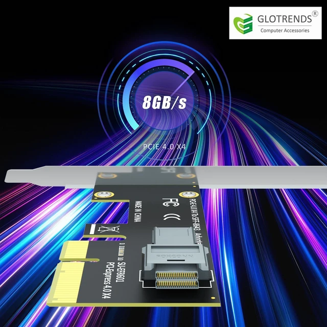 Alt view image 4 of 7 - Vszerda SF01 SFF-8643(Mini-SAS HD) to PCIE 4.0 X4 Adapter Card, Regular and Low-profible Bracket