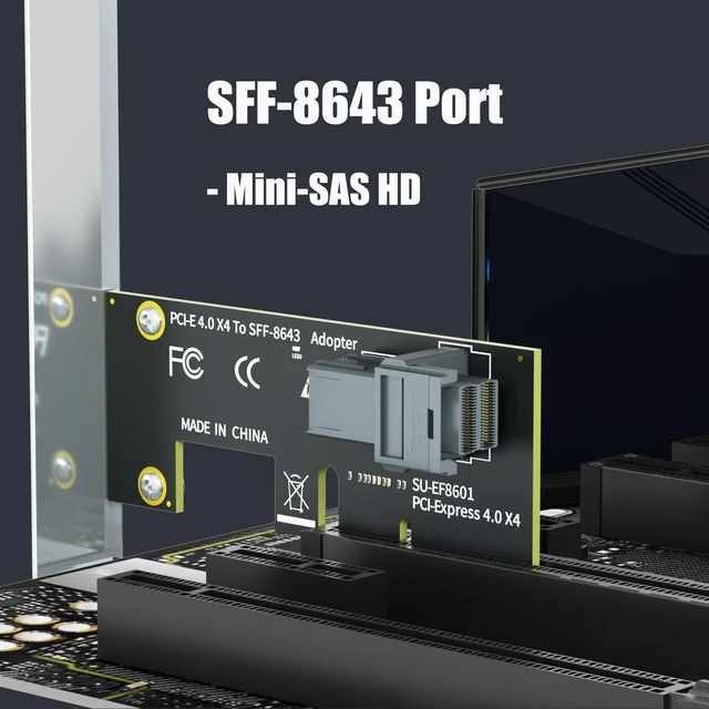 Alt view image 5 of 7 - Vszerda SF01 SFF-8643(Mini-SAS HD) to PCIE 4.0 X4 Adapter Card, Regular and Low-profible Bracket