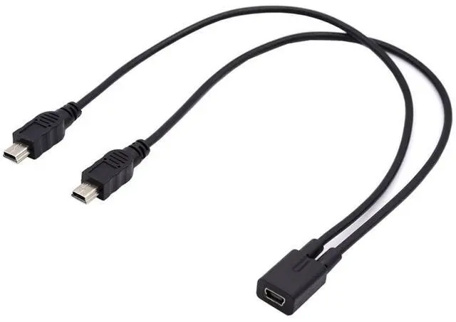 Alt view image 4 of 5 - Vszerda Mini USB Splitter Multi Charging Cable,Mini USB 1 Female to 2 Male Charge Extension Cable Supports Charging Two Devices at The Same Time 0.98FT/0.3M