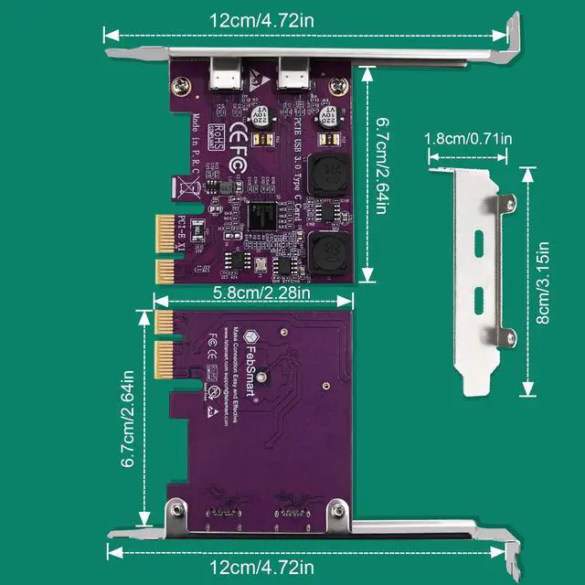 Alt view image 7 of 7 - Vszerda 2X 5Gbps USB-C Ports PCI Express to USB 3.0 Expansion Card for Windows 11, 10, 8.x, 7, Vista, XP Desktop PCs, Built in Self-Powered Technology, No Need Additional Power Supply (FS-U302C-Pro)