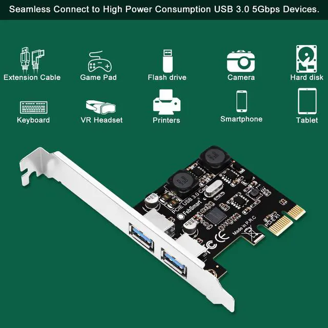 Alt view image 4 of 7 - Vszerda 2-Ports Superspeed 5Gbps USB 3.0 PCI Express Expansion Card for Windows, MAC OS X and Linux Desktop PCs, Built in Self-Powered Technology, No Need Additional Power Supply (FS-U2S-Pro)