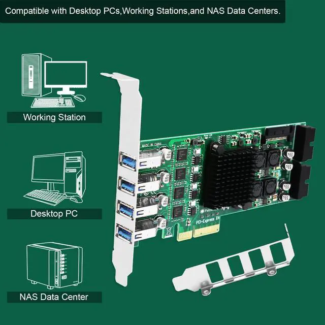Alt view image 6 of 7 - Vszerda 8-Ports PCIE Superspeed 5Gbps USB 3.0 Card for Windows and Linux Desktop PCs, 4X Dedicated 5Gbps USB 3.0 Channel 20Gbps Bandwidth, Built in FebSmart Self-Powered Technology (FS-4C-U8S-Pro)