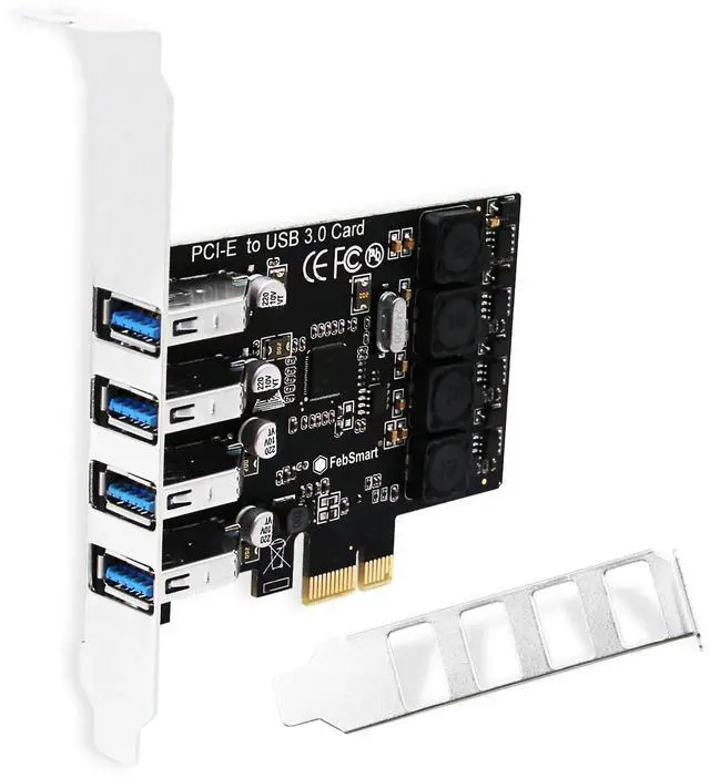 Main image of Vszerda PCIE 4-Ports Superspeed 5Gbps USB 3.0 Expansion Card for Windows 11, 10, 8.x, 7, Vista, XP Desktop PCs, Built in FebSmart Self-Powered Technology, No Need Additional Power Supply (FS-U4L-Pro)