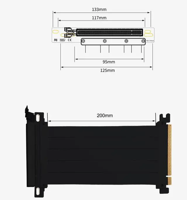 Alt view image 5 of 6 - Vszerda PCI-E 4.0 16X PCIe Extension Cable - 20CM (90 Degrees) Flexible High Speed Port Adapter