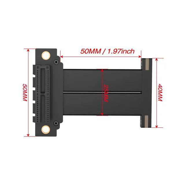 Alt view image 6 of 6 - Vszerda PCIe X1 4.0 Riser Cable,PCI-Express 1X Male to Female Extension Cable PCI-e Extender Adapter(5CM/1.97inch)