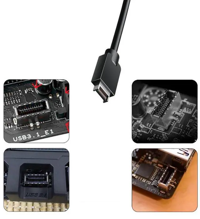 Alt view image 4 of 6 - Vszerda USB 3.1 Type C Front Panel Header Extendsion 50Cm Cable,Type E to USB C Connector with PCIe Full Height Bracket