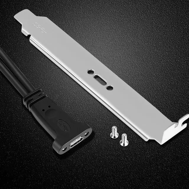 Alt view image 6 of 6 - Vszerda USB 3.1 Type C Front Panel Header Extendsion 50Cm Cable,Type E to USB C Connector with PCIe Full Height Bracket