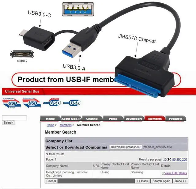Alt view image 3 of 7 - Vszerda USB 3.0 USB-C Type-C & Type-A Dual Connector to SATA 22 Pin 2.5inch Hard Disk Driver SSD Adapter Cable 5Gbps for Laptop